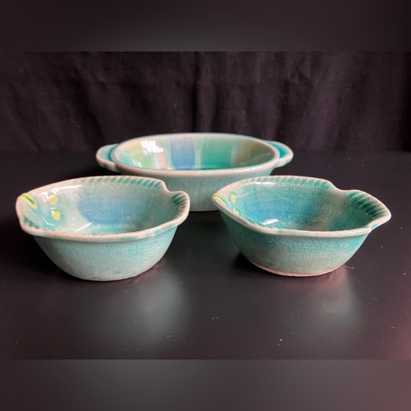 Japanese Pottery Dipping Saucers Combined Set of 3 - Picture 3 of 7